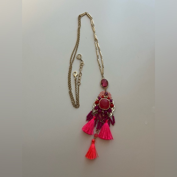 Lilly Pulitzer Elegant Pink and Gold Tassel Necklace - Picture 4 of 4